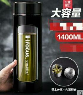 1400ml超大容量防摔玻璃泡茶水壺水瓶茶水分離