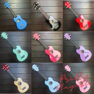 INSTOCK! [SG]  Brand New Colourful 21" or 23" Soprano or Concert Ukuleles Blue Pink Red Wood Mint Green Lavender Purple Black Colourful Gift Ukelele Uke