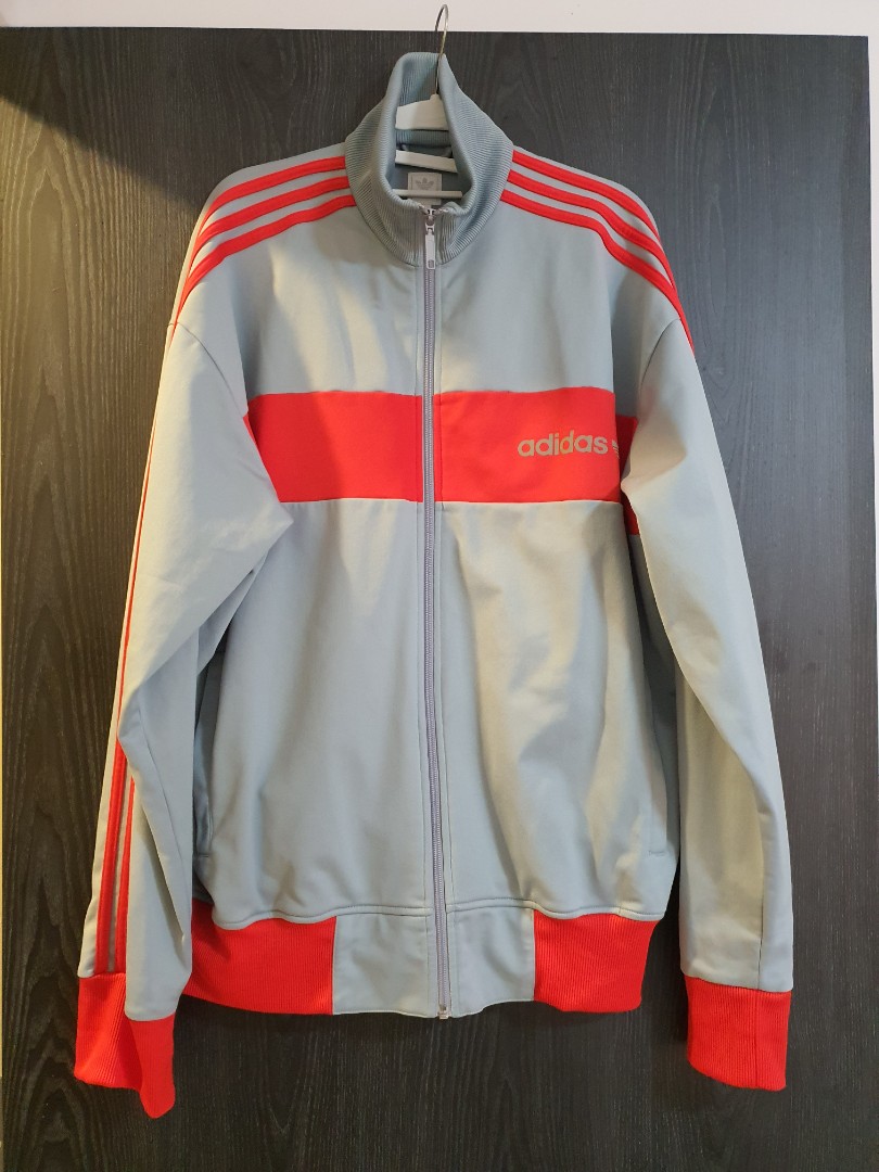 grey and red adidas jacket
