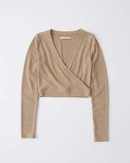 A&F Wrap Front Top Tan S