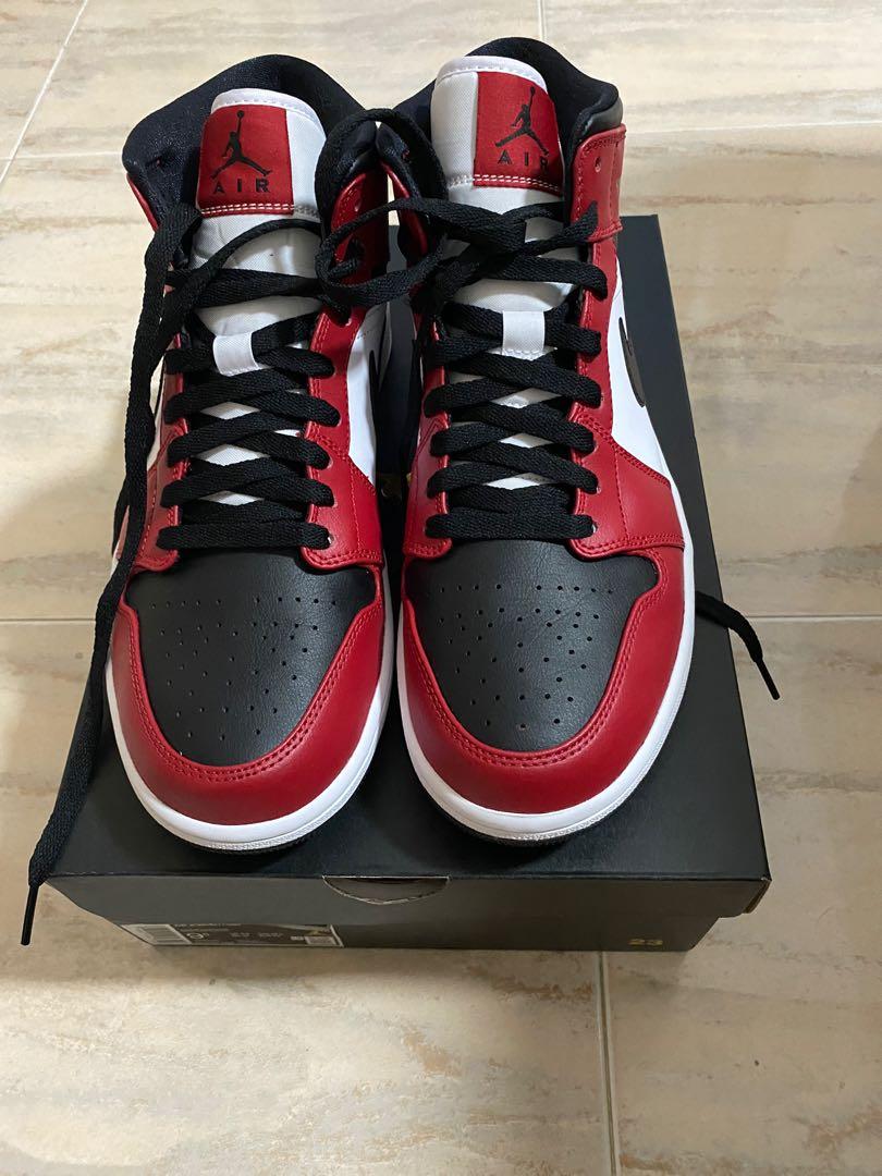 Air Jordan 1 mid black gym red, Men's 