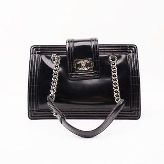 Authentic Chanel Le Boy Black Calfskin Shoulder Bag SHW