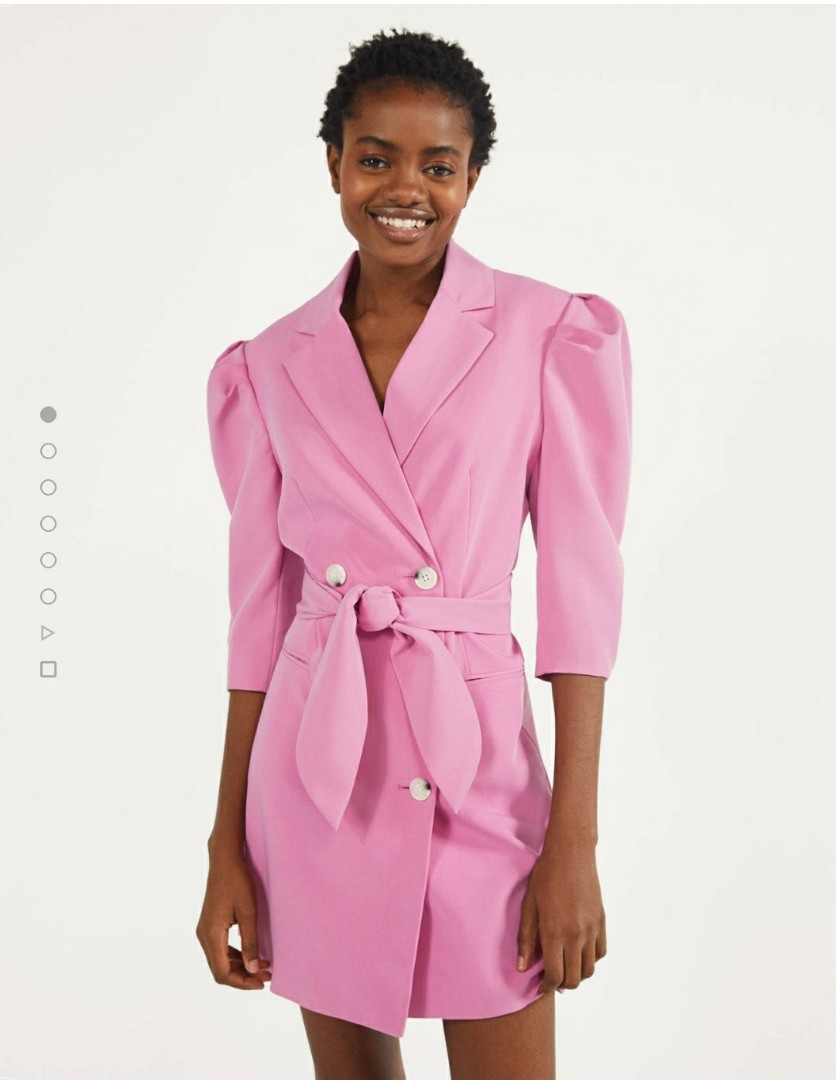 Bershka Blazer Dress Pink Fesyen Wanita Pakaian Wanita Gaun Rok di Carousell