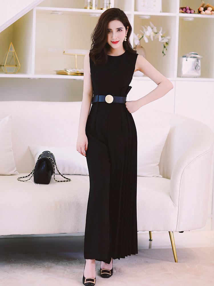 Jumpsuit with gold belt on sale