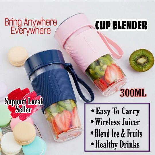 Blue BYyushop Portable Mini Blender for Kitchen,400ml Portable Blender USB Rechargeable Fruit Vegetable Juice Cup Bottle Mixer 