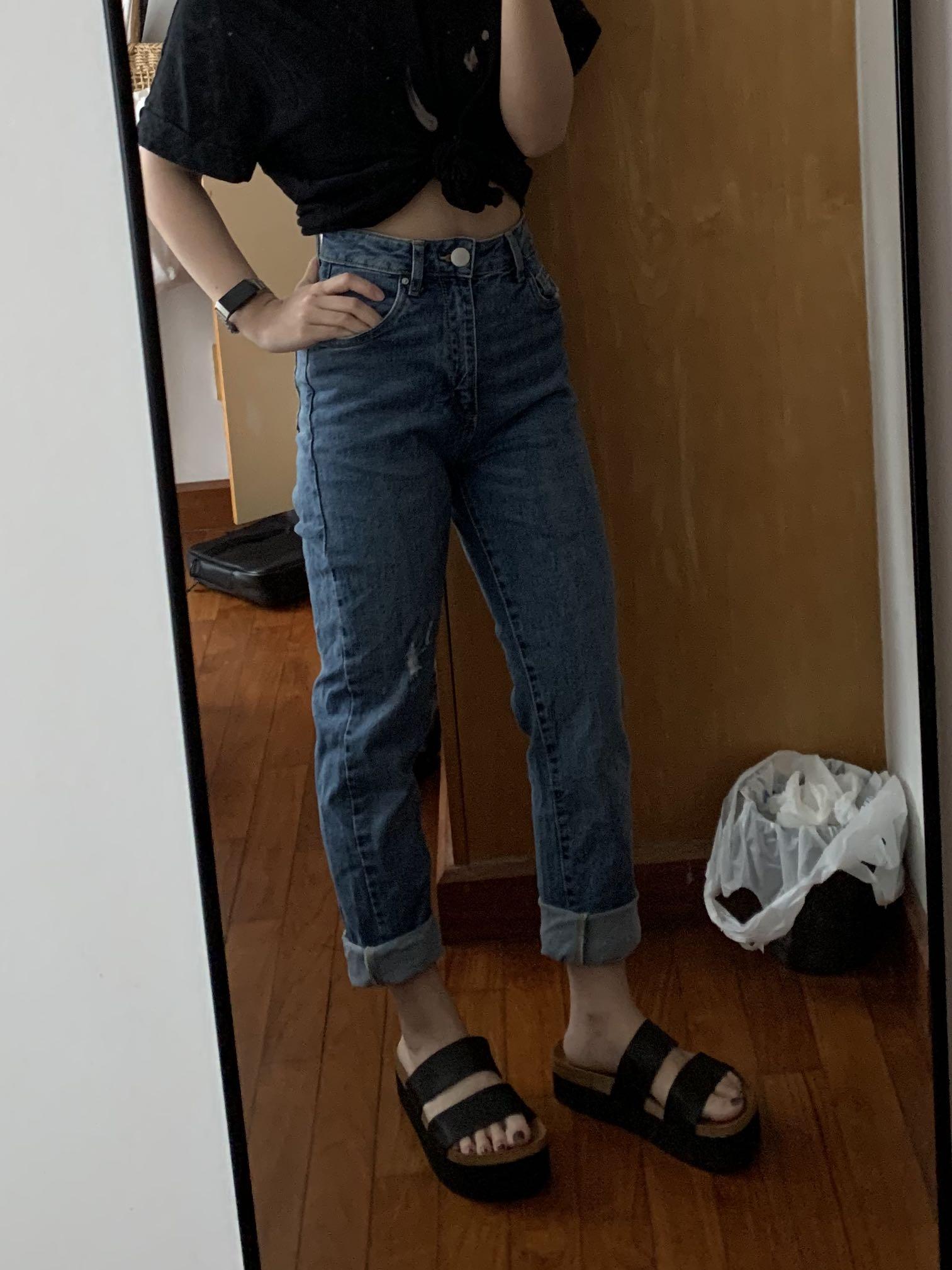 stretchy black mom jeans