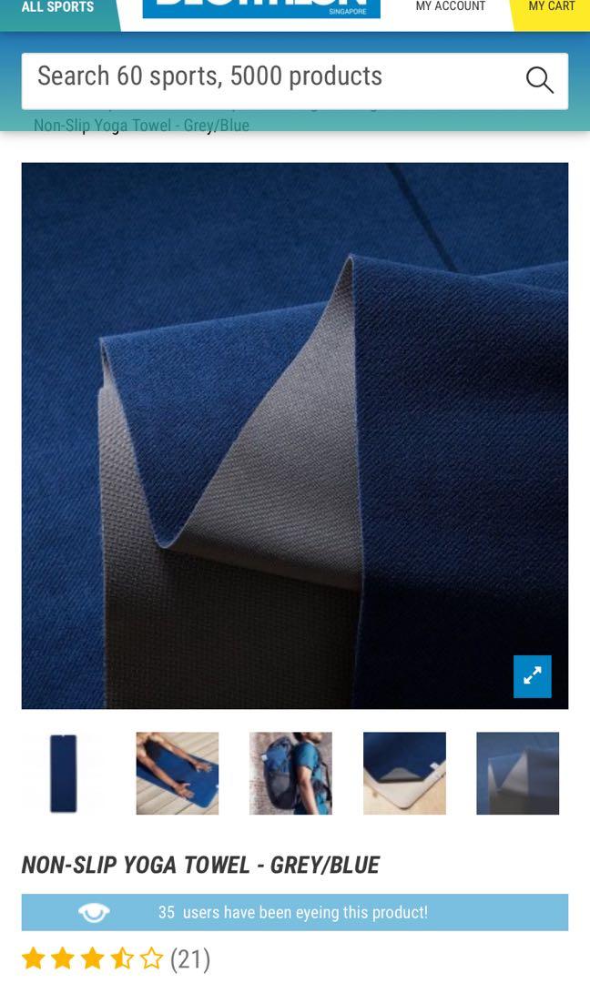 Yoga Non-Slip Towel - Grey/Blue - Navy blue - Kimjaly - Decathlon