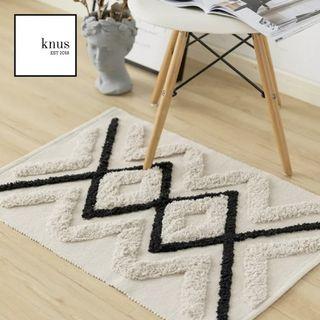 Floor rug cotton linen tassel geometric modern white black bedside sofa desk door floor mat home decor