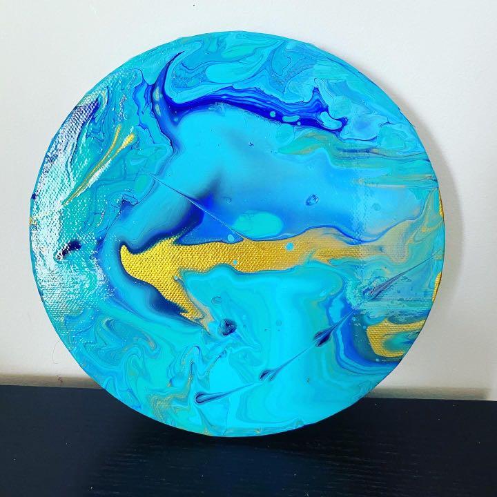 Abstract Art Round Canvas Painting Wall Art Hobbies Toys Stationery Craft Art Prints On Carousell