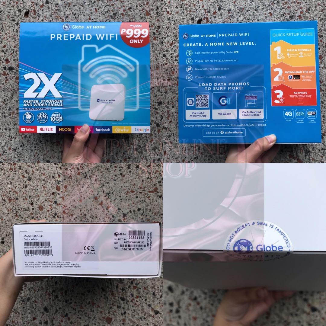 Globe Prepaid Home Wifi (Category: Networking) located in Quezon City. Submitted by jpmonlineshop2019 (Listing ID 1027250358, Image 1). Description: For Sale Globe Prepaid Home Wifi 💸 1,199 php only! ✔HUAWEI brand Latest Model: B312-939 ✔Globe Sim Card built-in ✔️ up to 30mb ✔Free 10GB data ✔Lan cable for desktop and laptop ✔Easy install - plug and play ✔️ COD via NCR plus shipping fee ✔️ Perfect for gaming, streaming, and work from home ✔️ One 