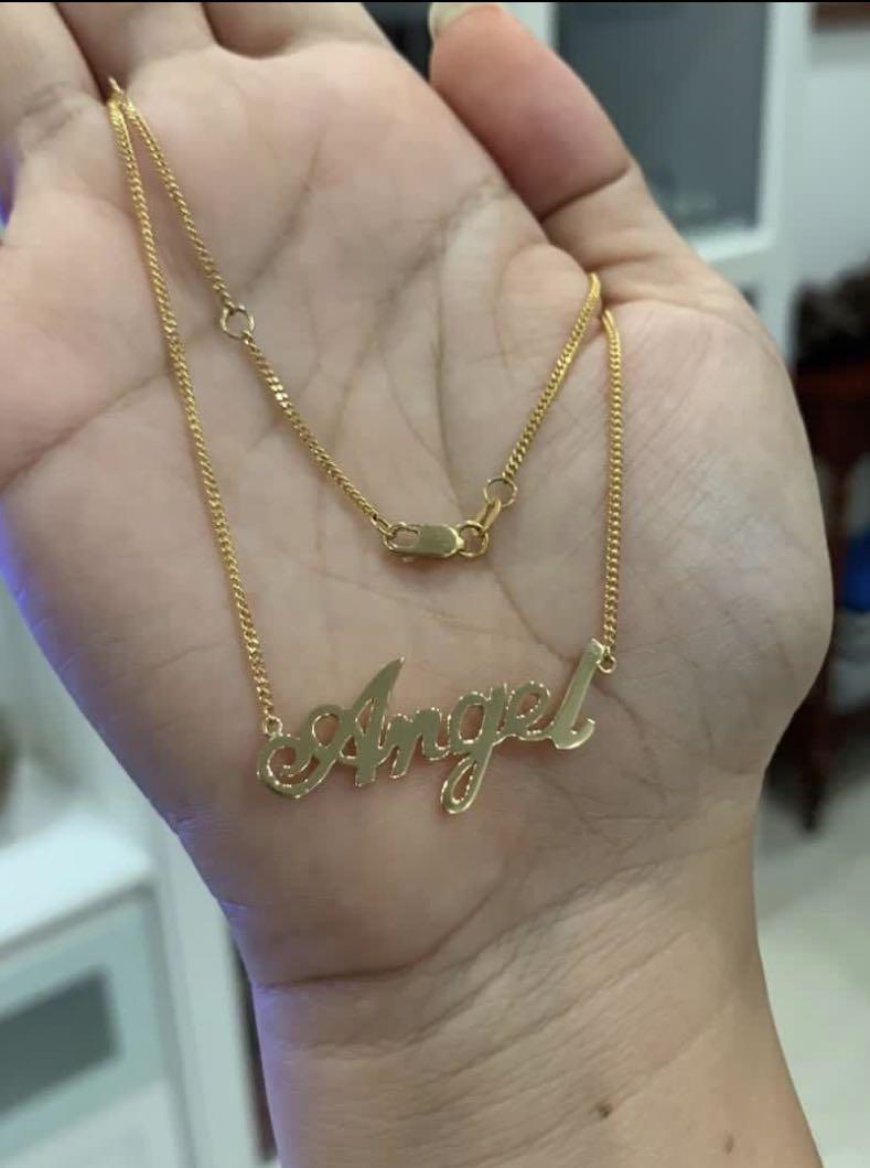 Gold chain online with alphabet pendant