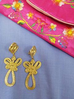 Gold Ribbon Earrings Women Jewellery