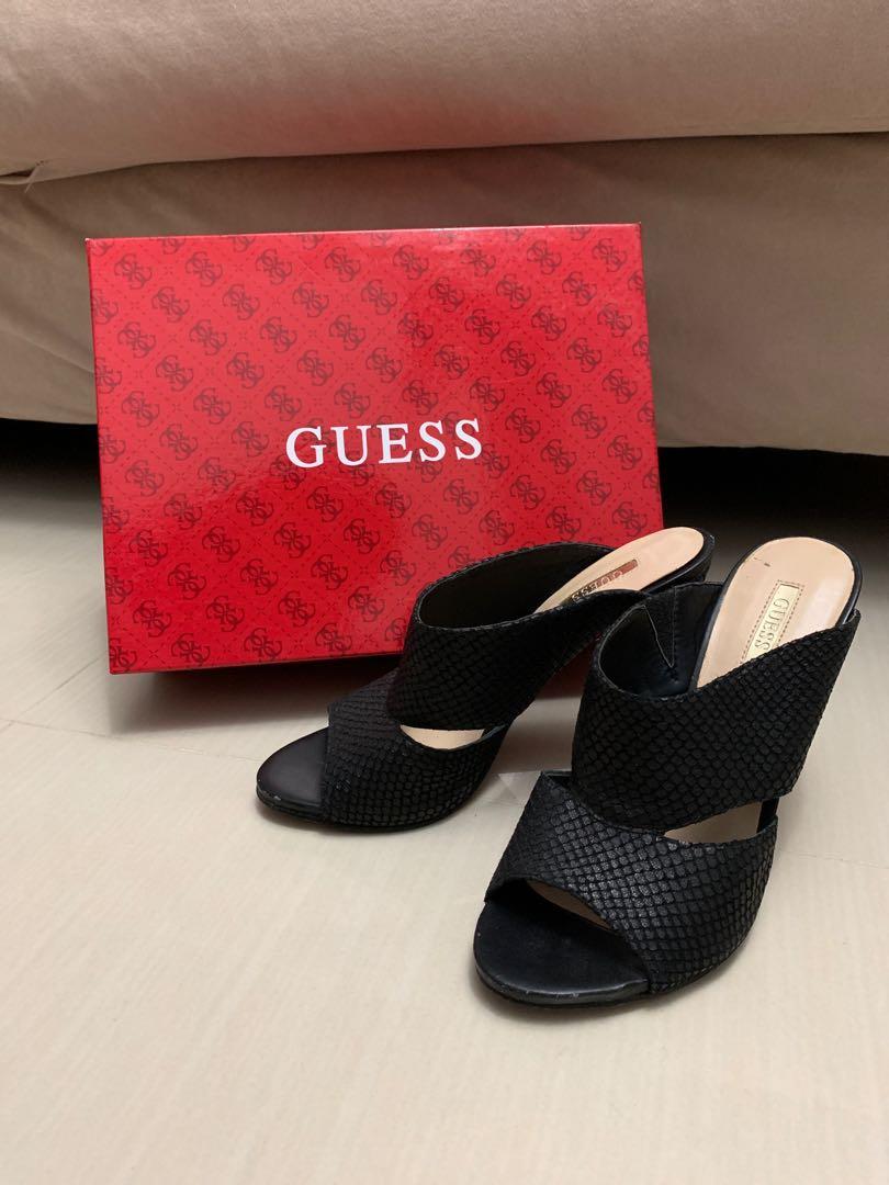 guess black leather shoes