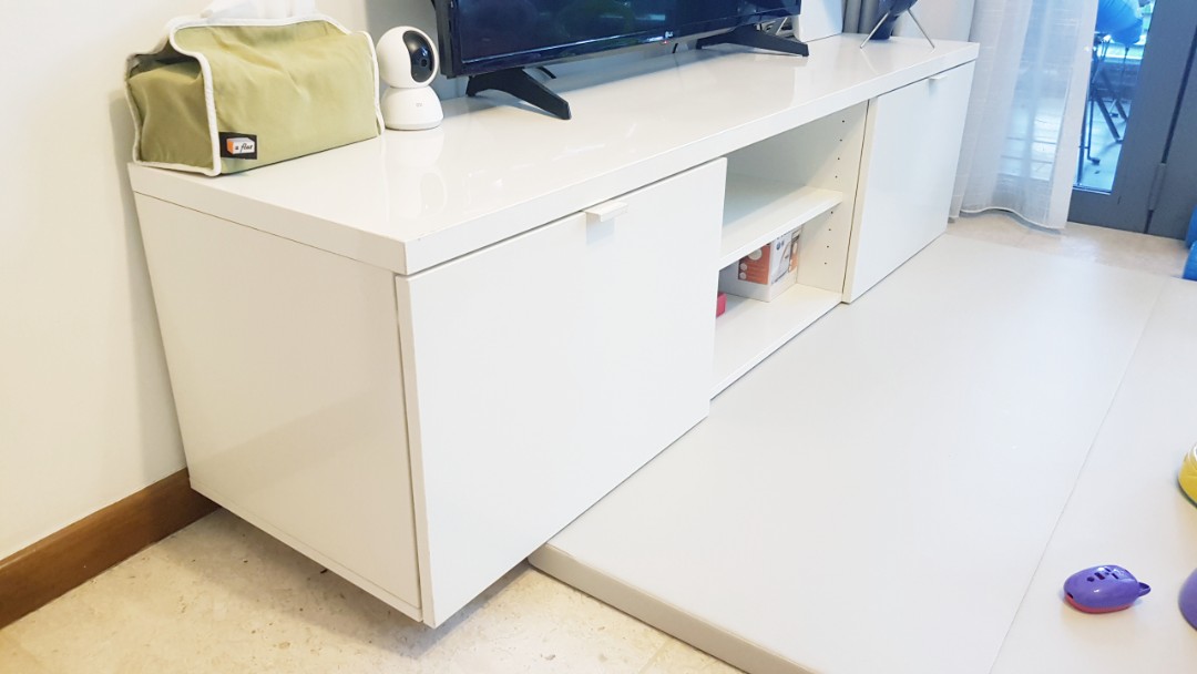 IKEA TV bench High Gloss White TV console, Furniture & Home Living