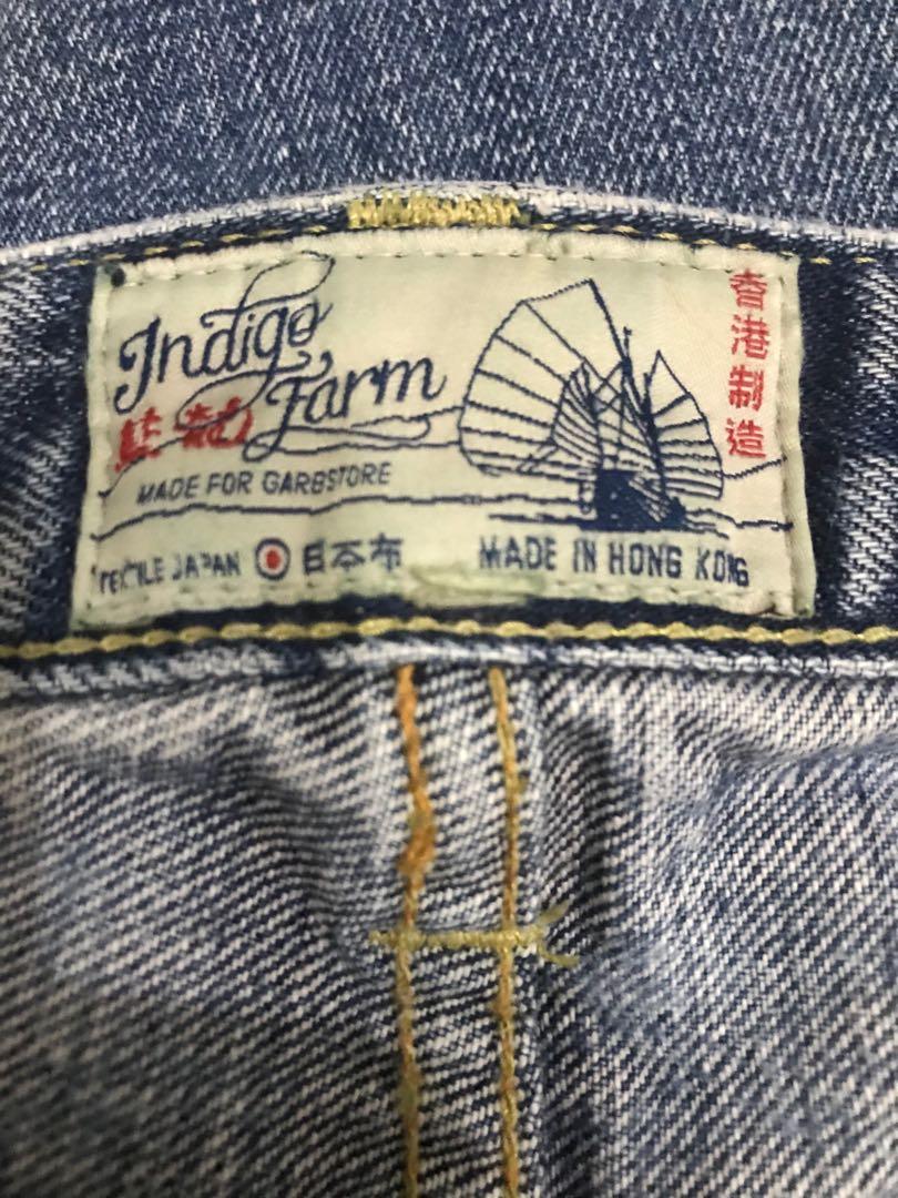 Indigo Farm Washed Jeans, Men's Fashion 