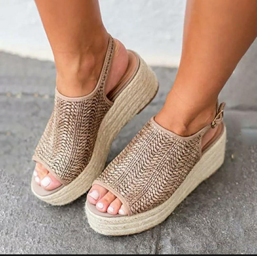 Khaki espadrille wedges top