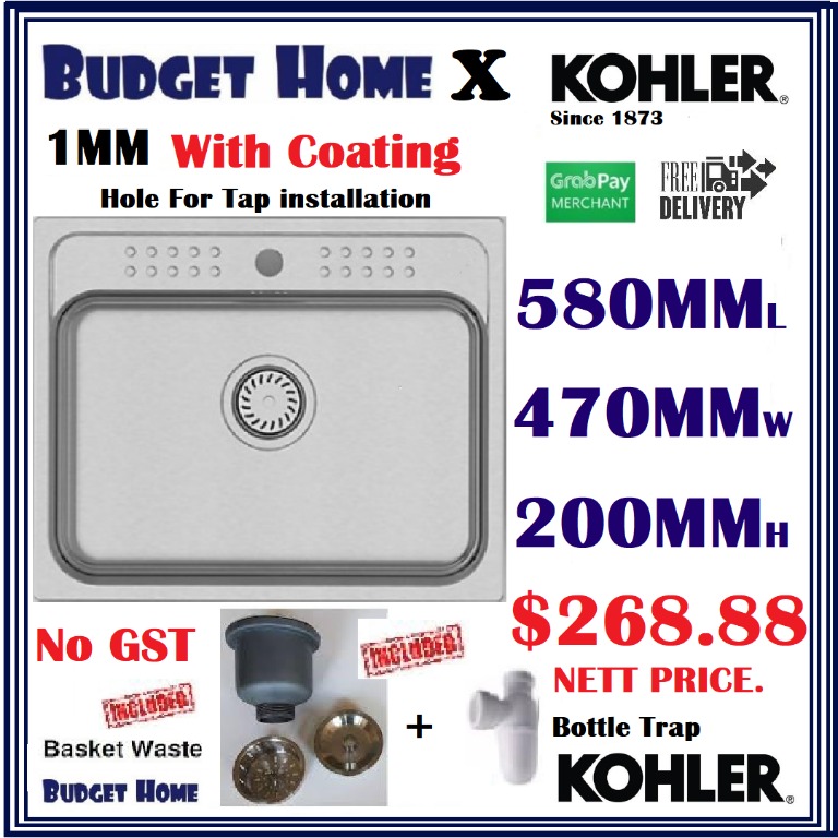 Kohler Stainless steel Kitchen sink, Furniture & Home Living, Bathroom & Kitchen Fixtures on