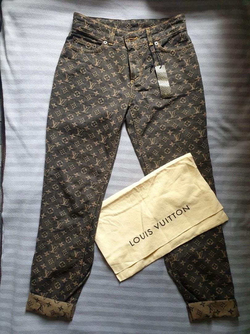 Louis Vuitton (LV) Brown Monogram Denim Jeans/Pants, Women's Fashion