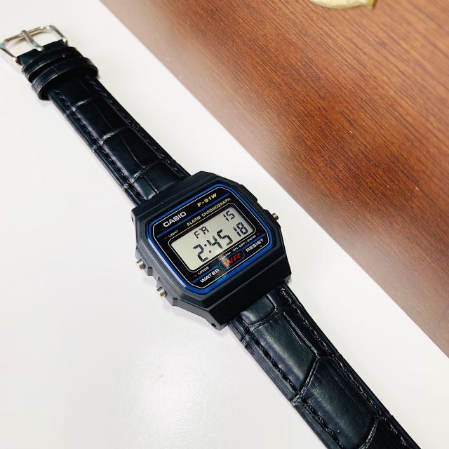 Casio f91w leather strap store