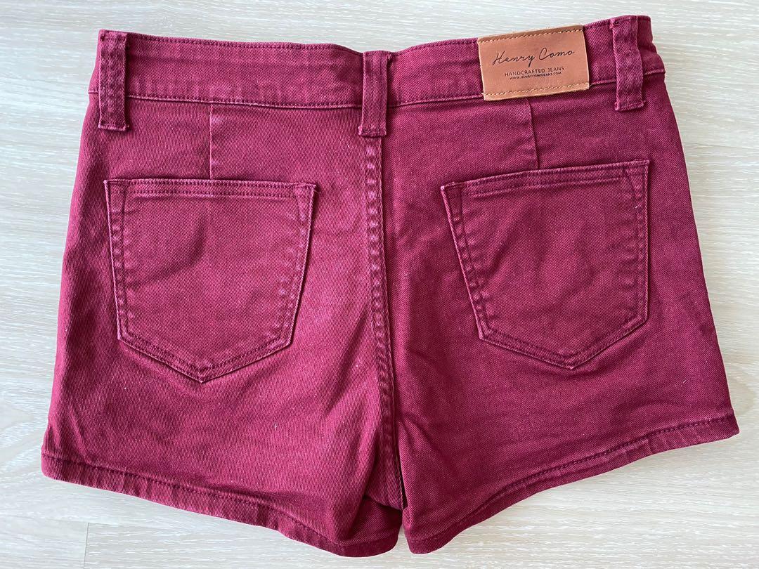 Maroon denim shorts outlet