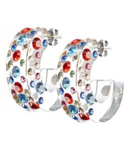Plexiglass Earring （分類：頸鍊）位於 Hong Kong。 由 turboaidan 提交（商品編號 1027424751，圖片 1）。簡介： Plexiglass earring with Swarovaki mix colors Stones. Size: 3*2.5*1 cm。