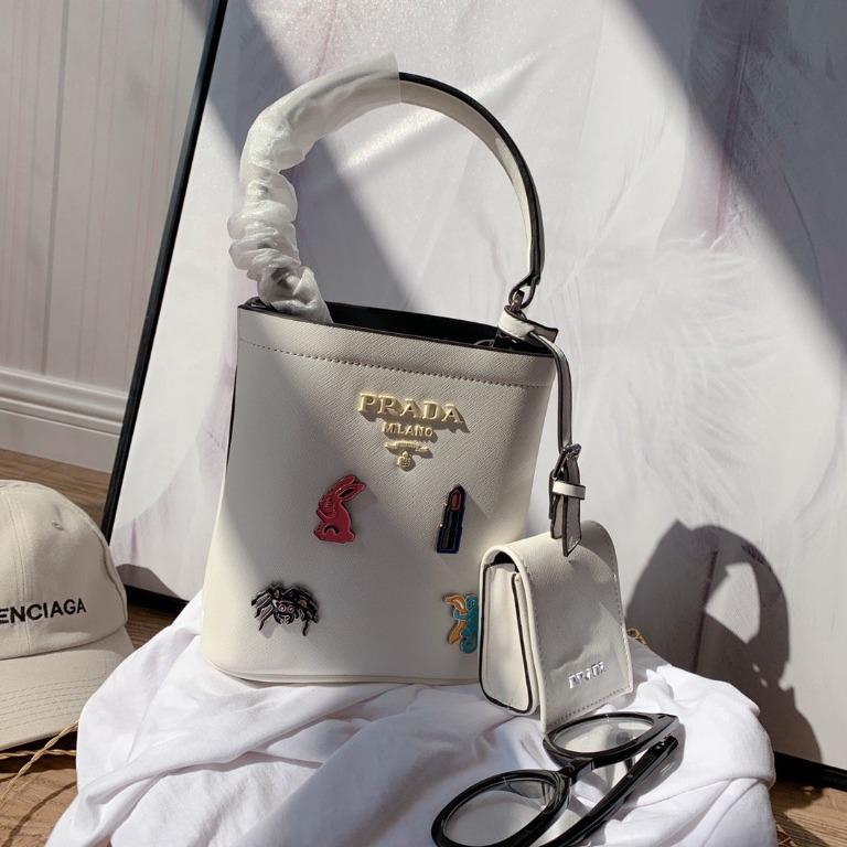 Prada double sales bucket bag