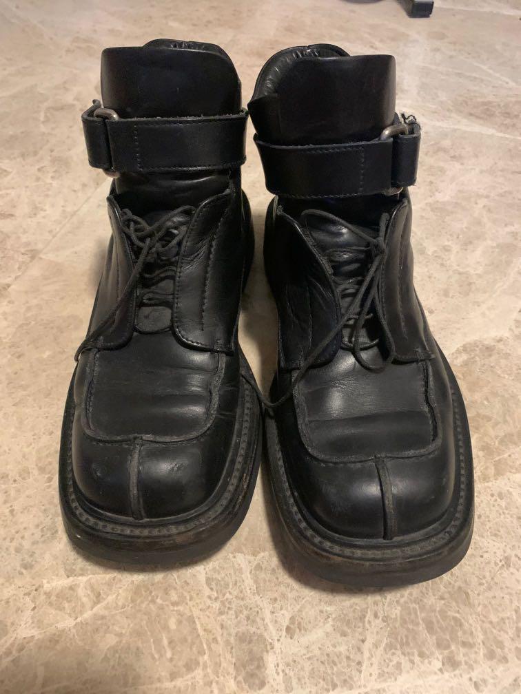 Prada men s military black leather boots US8.5