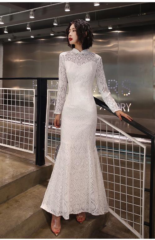 White long sleeve white dress discount