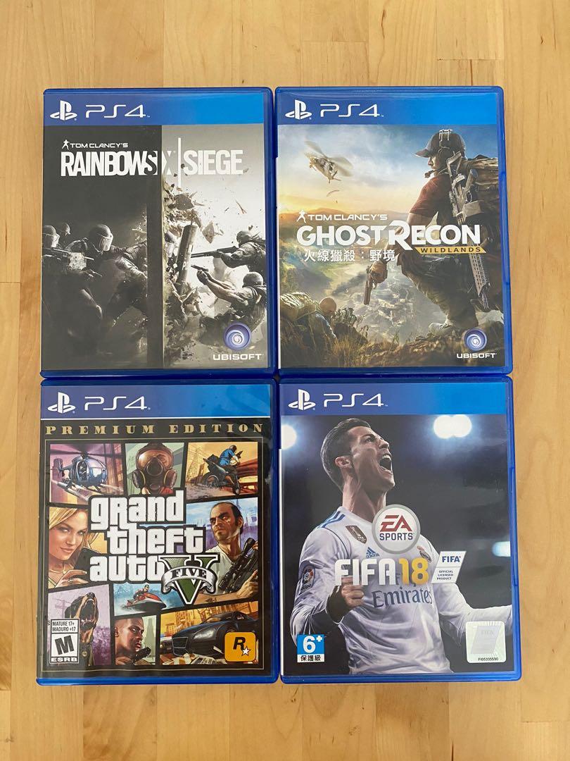 Ps4 Games Gta V Rainbow Six Ghost Recon Fifa18 一隻不賣 遊戲機 遊戲機遊戲 Carousell