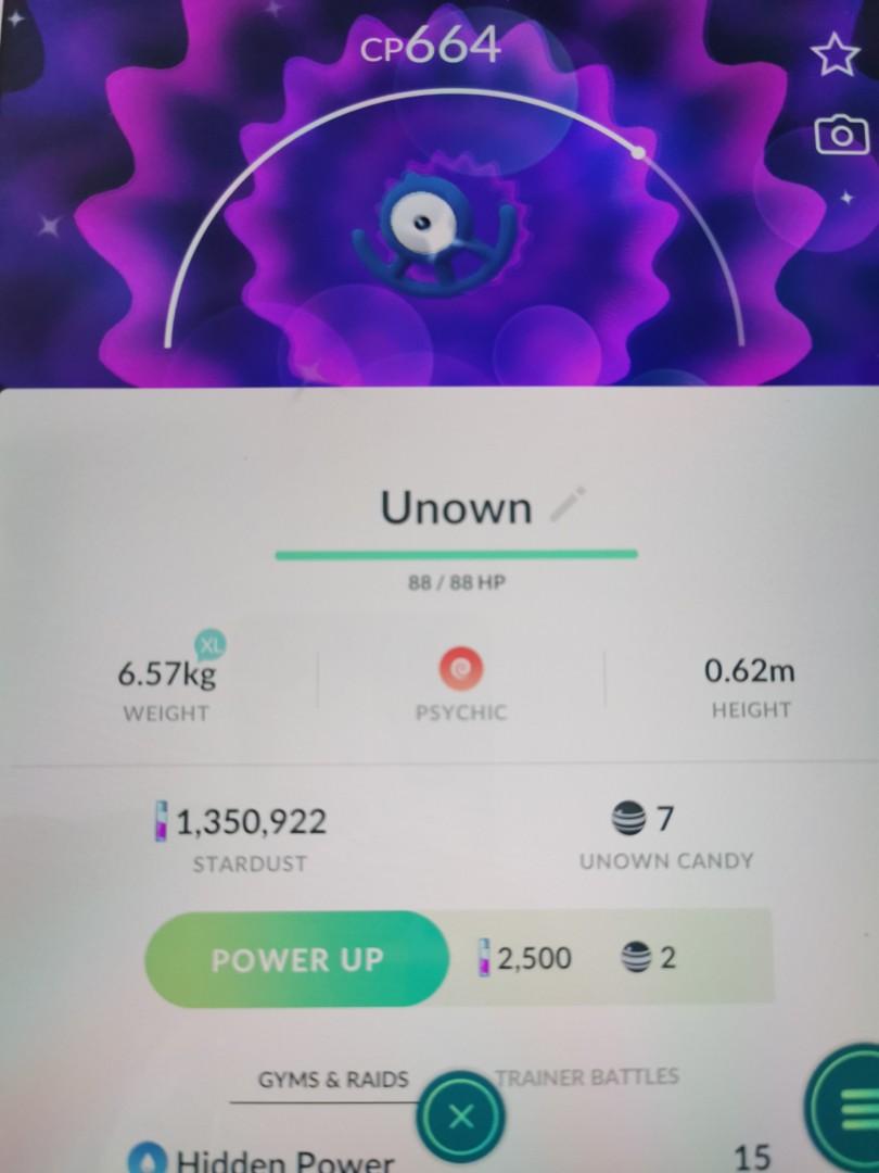 Shiny Unown U Video Gaming Gaming Accessories Game Gift Cards Accounts On Carousell - are unowns shiny locked roblox