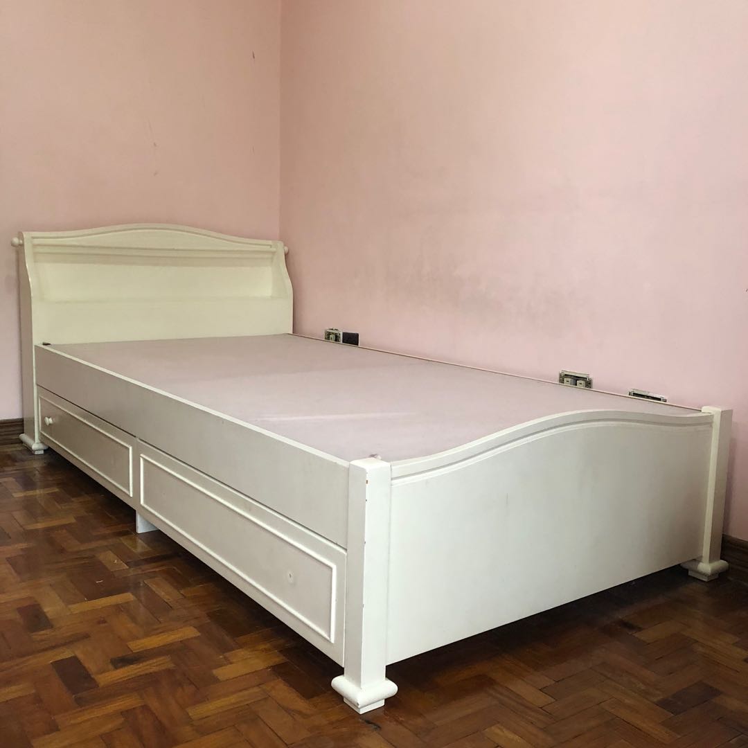 Single bed frame with 2 drawers, Furniture & Home Living, Furniture