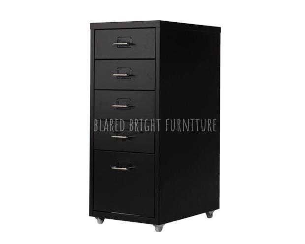STORAGE CABINET : 5 DRAWER - all metal (black&white) office furniture - B328
