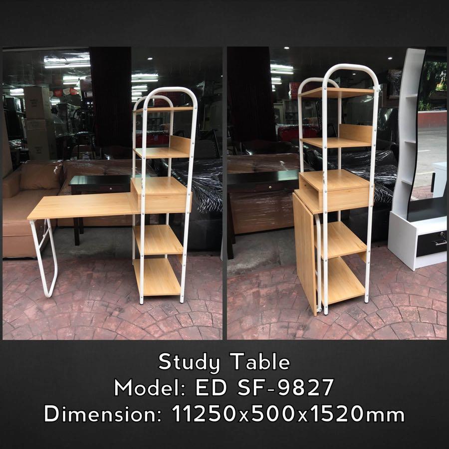 Study Table (Category: Tables & Sets) located in Quezon City. Submitted by travisfurnitureshop (Listing ID 1021989538, Image 1). Description: Study Table Model: ED SF-9827 Color: White Dimension: 1120x500x1520mm Foldable table/Space Saver.