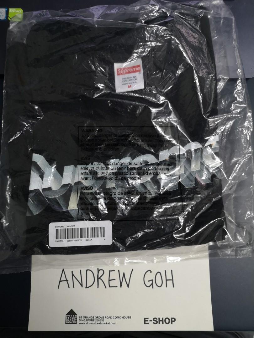 supreme chrome logo tee black
