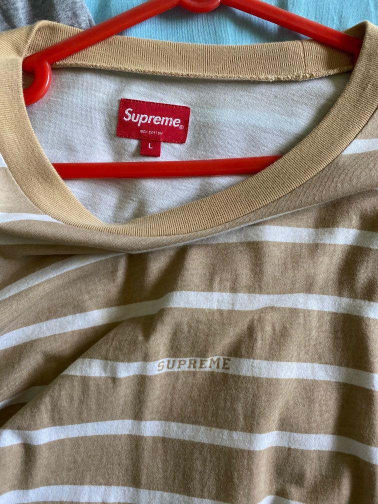 Supreme striped Long sleeve Men s Fashion Tops Sets Tshirts