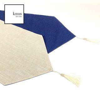 Table Bed Runner tassel cotton linen Classic Khaki Gold Blue Dotted 34*180cm home decor