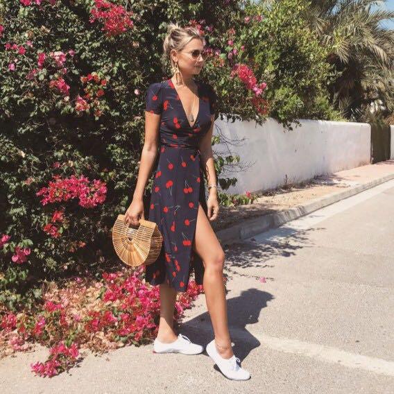 try on pics Authentic Realisation Par Teale Dress Cherry r alisation