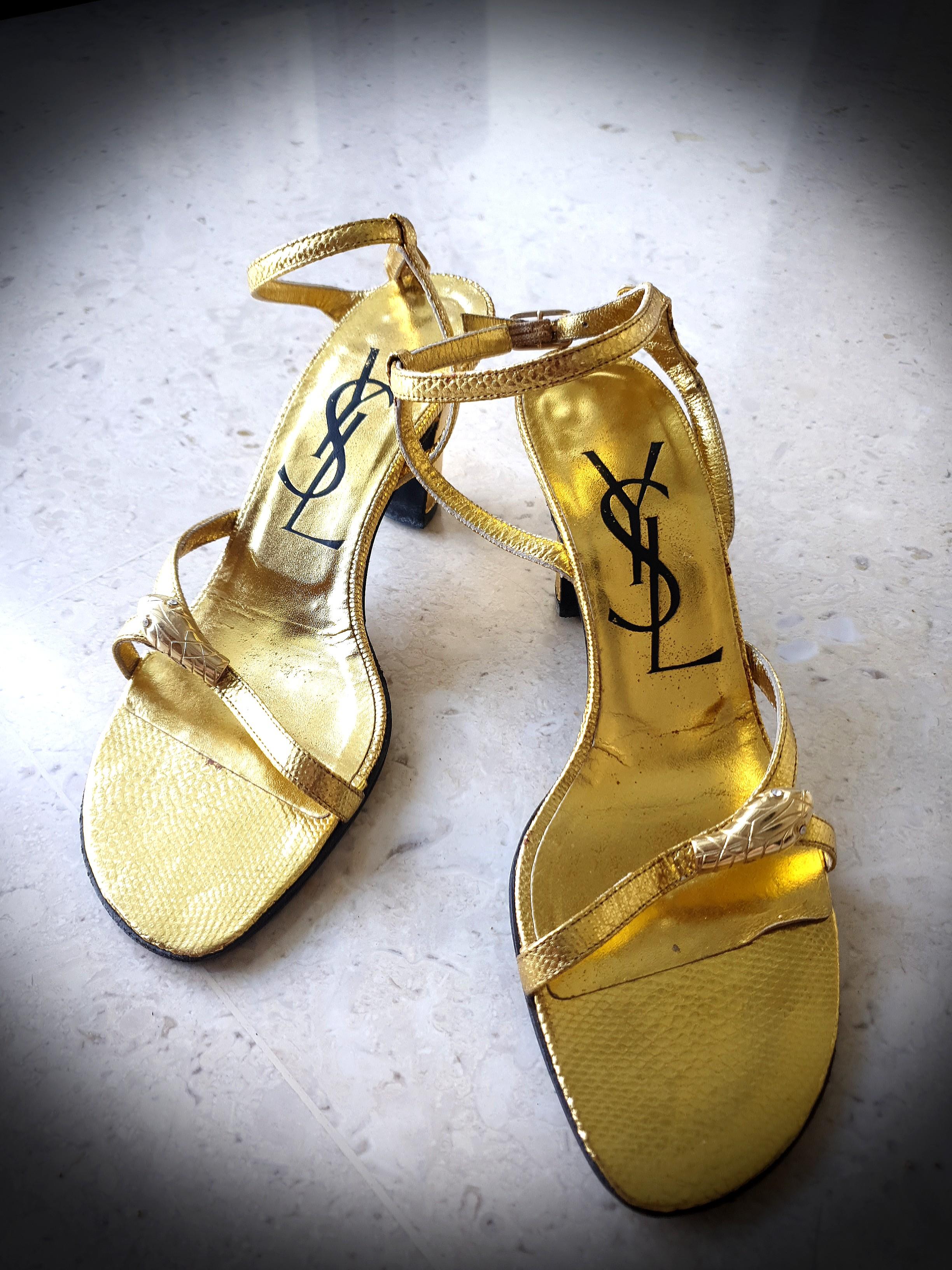 ysl gold heels