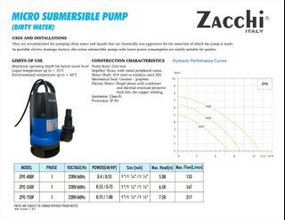 Zacchi Micro Submersible Pump for Dirty Water