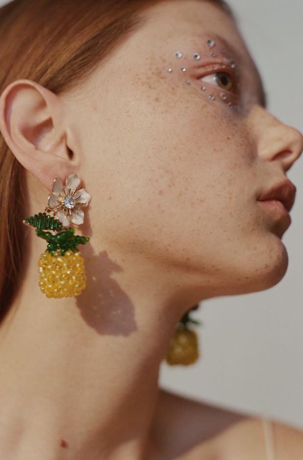 Zara pineapple earrings brand new