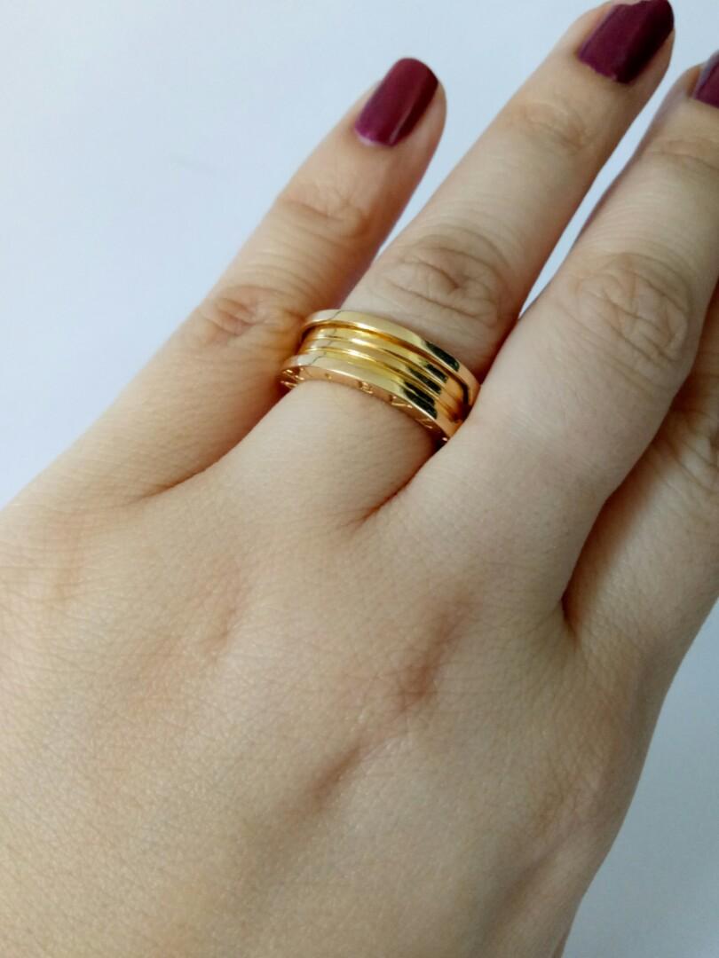 18k Gold Bvlgari Ring Size 6 For Ladie S Women S Fashion Jewelry Rings On Carousell Authentic bulgari bvlgari 18k gold & steel polished dual open heart ring sz 5.5. 18k gold bvlgari ring size 6 for ladie s