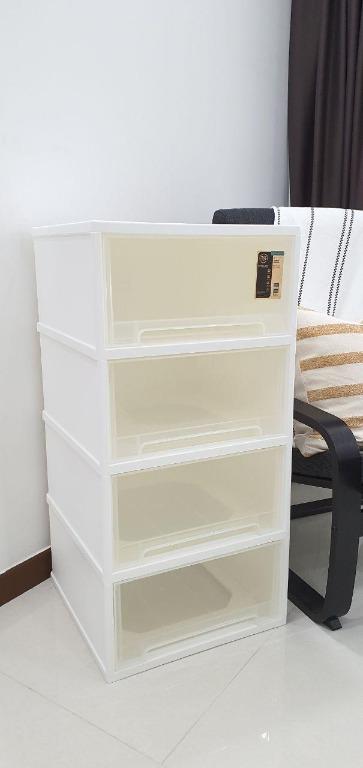 4 Tier Modular Clear Plastic Drawer Cabinet Furniture Shelves Drawers On Carousell