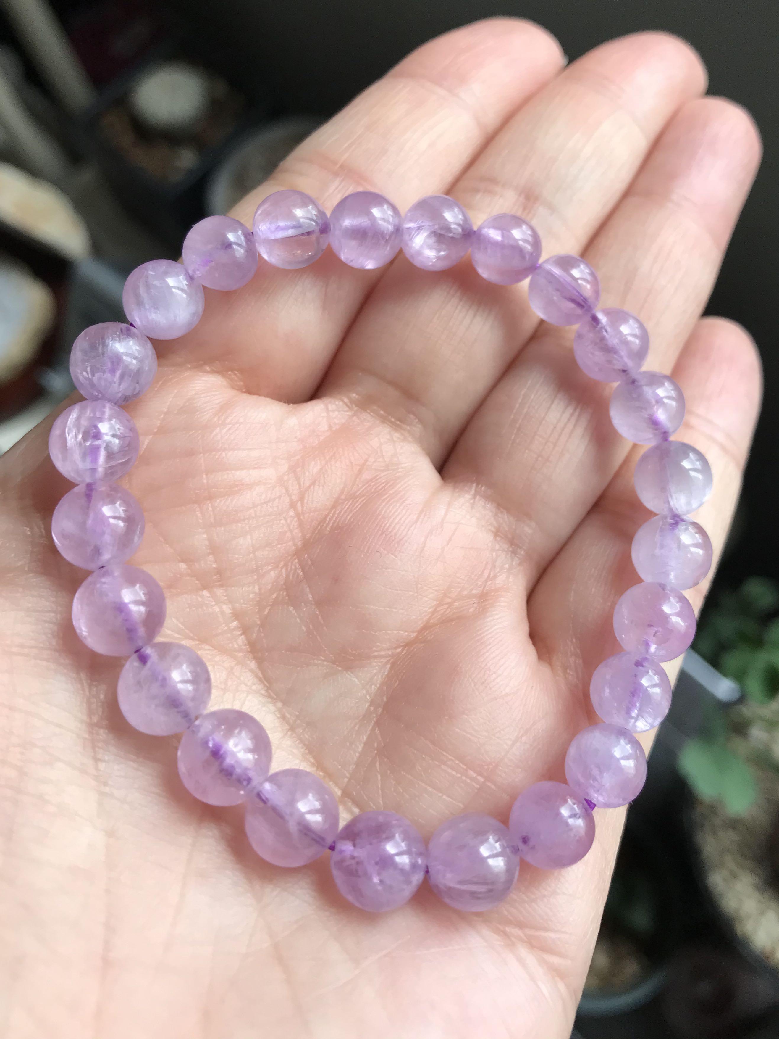 冰種全紫色紫鋰輝石手鍊7 5 Mm Kunzite 興趣及遊戲 手作 自家設計 工藝用品及工具 Carousell