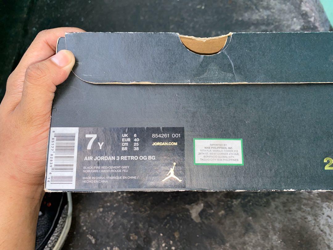 Air Jordan 3 Retro Bg Black Cement 18 7y Men S Fashion Footwear Sneakers On Carousell Air Jordan 3 Retro Bg Black Cement 18 7y Men S Fashion Footwear Sneakers On Carousell
