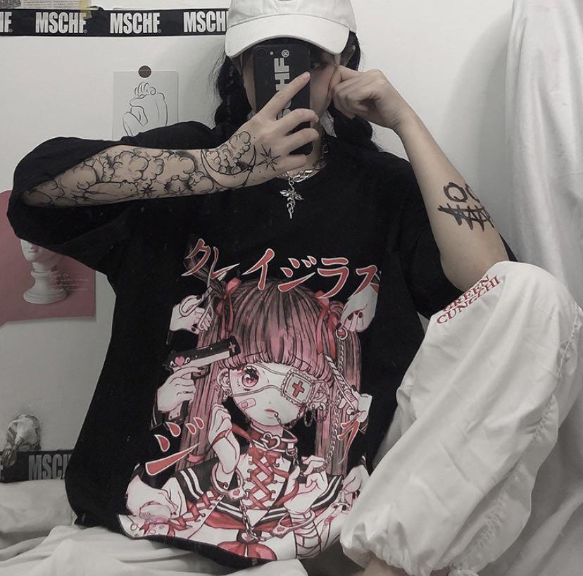 Anime girl Graphic Tee, Women's Fashion 