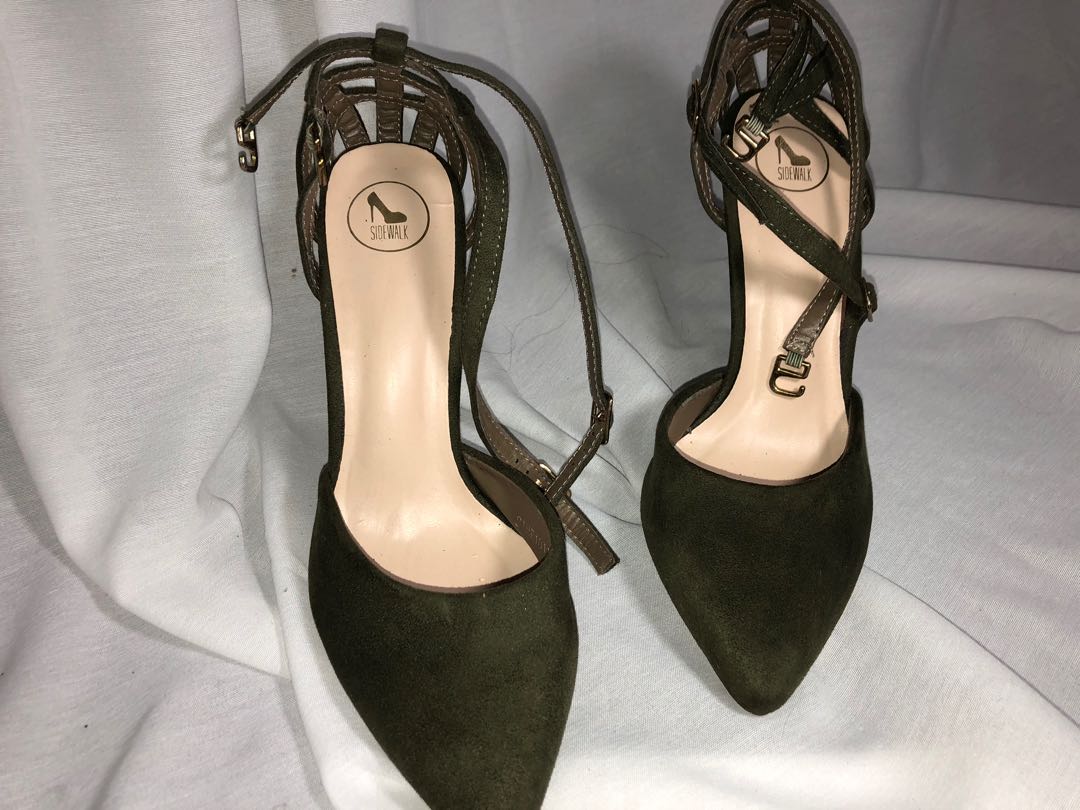 army green high heels