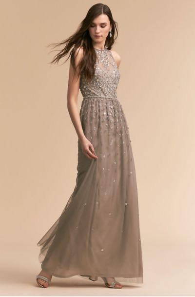 BHLDN Wedding Dress Ginny Grey with Belt