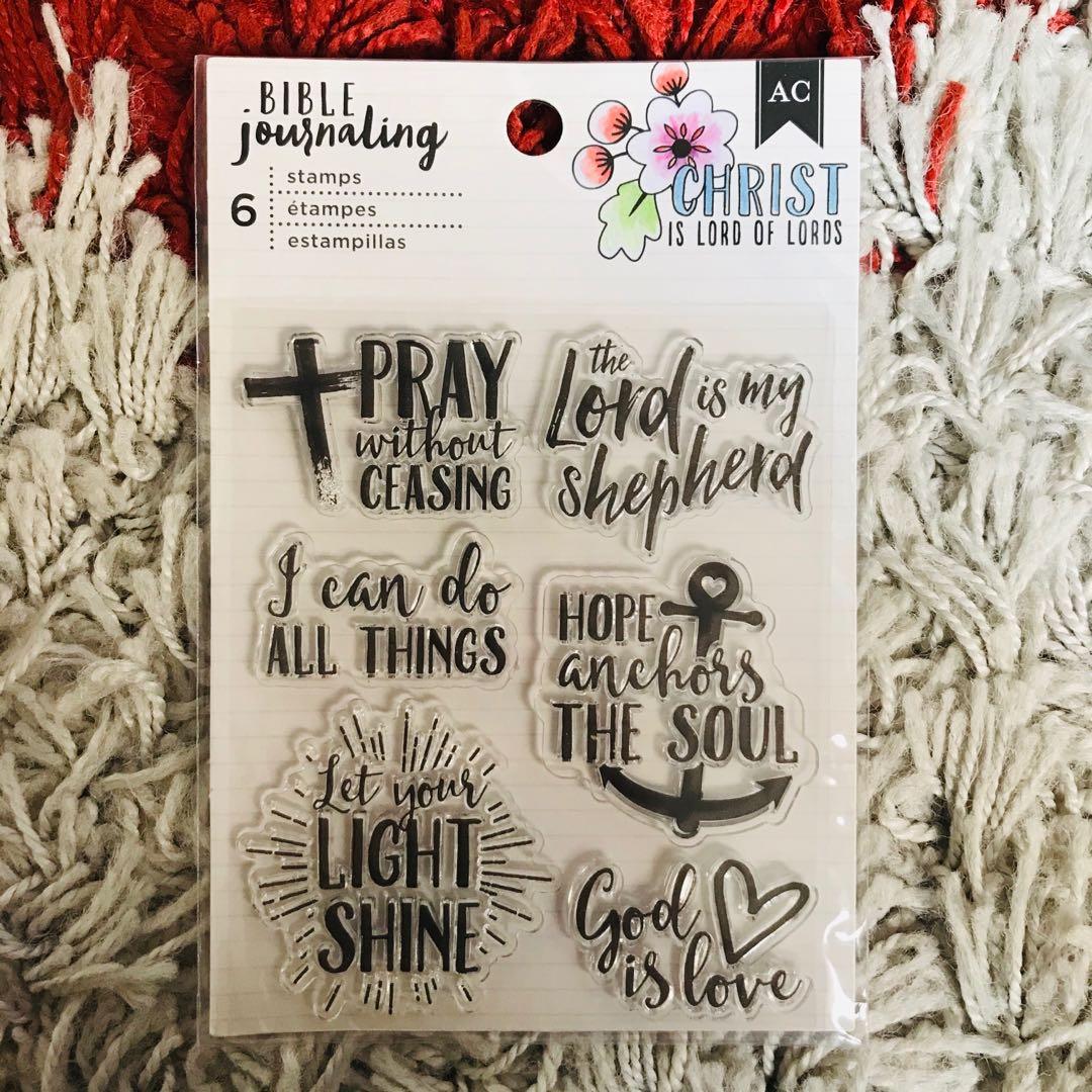 Bible Journaling clear stamp set (Category: Stationery & School Supplies) located in Paranaque City. Submitted by rahhapunzel (Listing ID 1027557804, Image 3). Description: • P175 - Trust in the Lord Bible Journaling Clear stamps - American Crafts (orig. price: P215) • P175 - God with Us Bible Journaling Clear stamps - American Crafts (orig. price: P215) • P175 - Pray without Ceasing Bible Journaling Clear stamps - American Crafts (orig. price: P