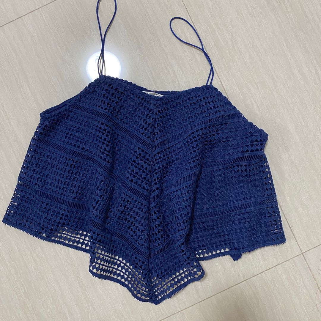 blue crochet crop top