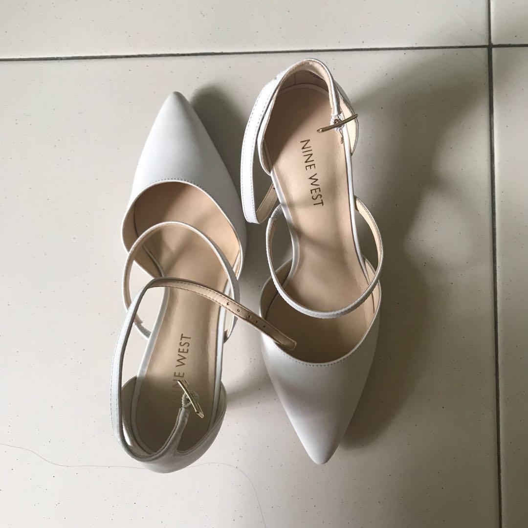 nine west white heels